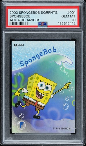 ROOKIE #1! 2003 UD Spongebob Squarepants Aquatic Amigos 001 PSA 10 Pre-Chrome