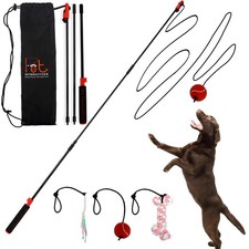 PET Wrangler 2.0 - Upgraded Flirt Pole for Dogs, Interactive Dog Toy with Rei...