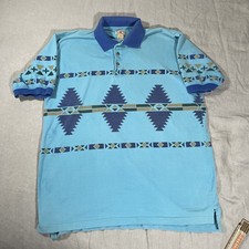 Vtg Western Frontier Men  s Polo L Aztec Navajo Geometric Y2K Rodeo Fashion