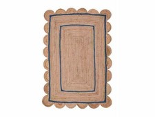 Alfombra festoneada yute natural estilo trenzado decoración de piso aspecto rústico moderno...