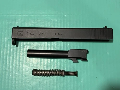 USED OEM GLOCK 21 GEN 4 COMPLETE SLIDE BARREL GUIDE ROD BLACK FINISH .45 ACP