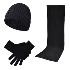 Winter Essentials Knitted Hat Scarf Gloves Set Ideal Holiday Present