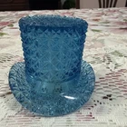 Vintage Fenton Blue Diamond Point Top Hat 2.5 in. Toothpick Holder