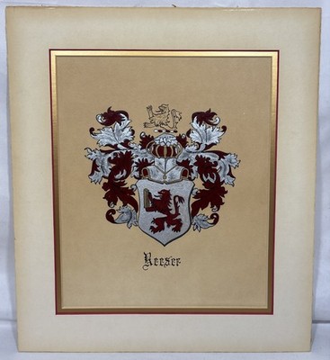 Vintage Heraldic Family Crest Coat of Arms Reeser Painting by Charles Hardesty