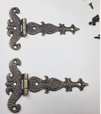 Ornate Hinges Antique Brass Finish for Cabinet Doors 110mm Long Pack of 2 C060