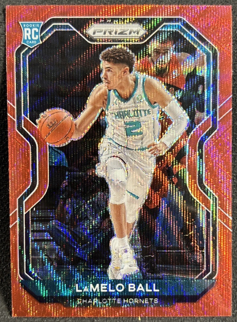 2020-21 Panini Prizm Lamelo Ball #278 Red Ruby Wave Prizm RC Rookie Hornets