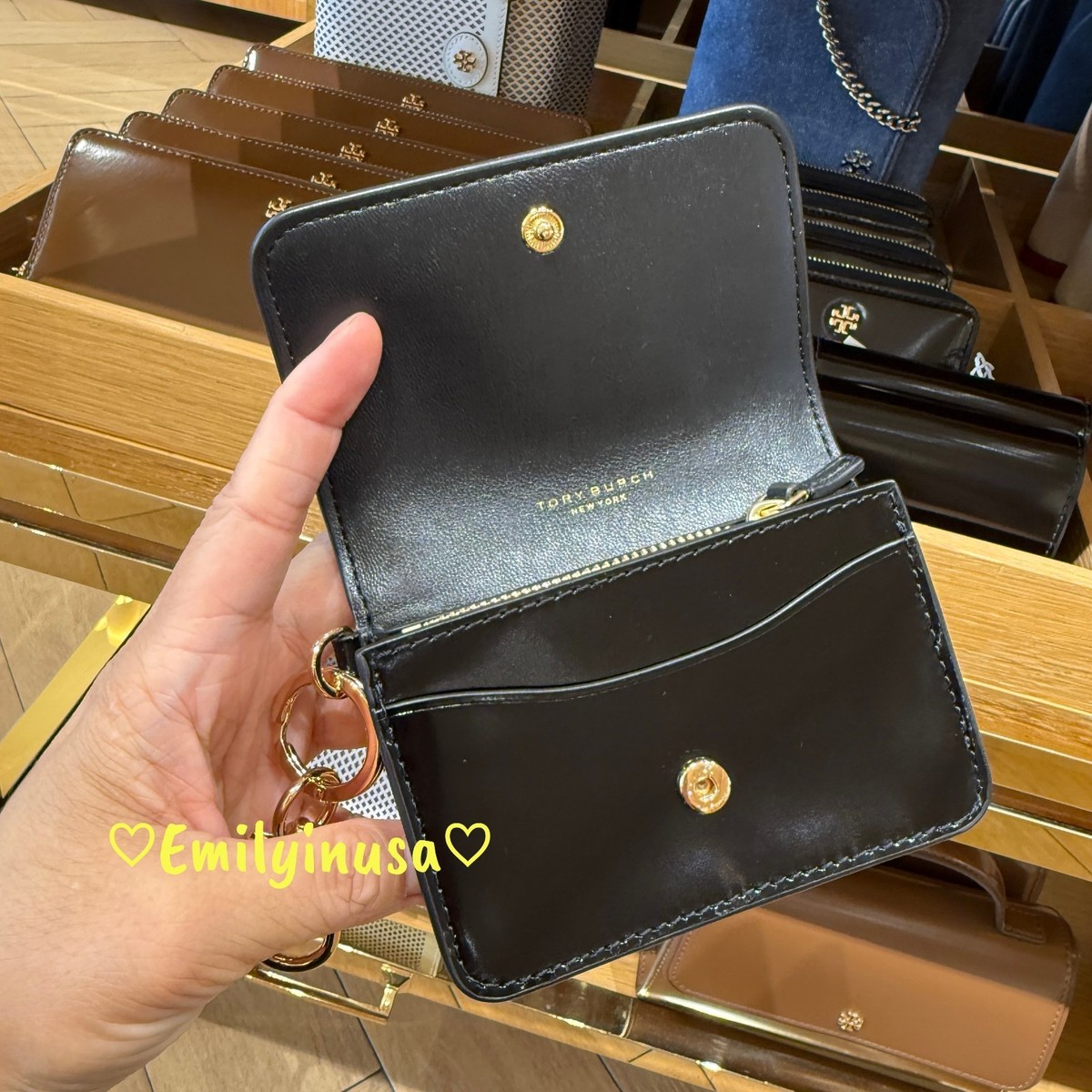 Tory Burch Emerson Smooth Flap Card Case 176972 Black $180 | eBay