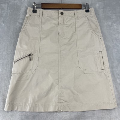 Eddie Bauer Skirt Women s Size 2 Beige A-Line Cargo Lightweight Knee Length
