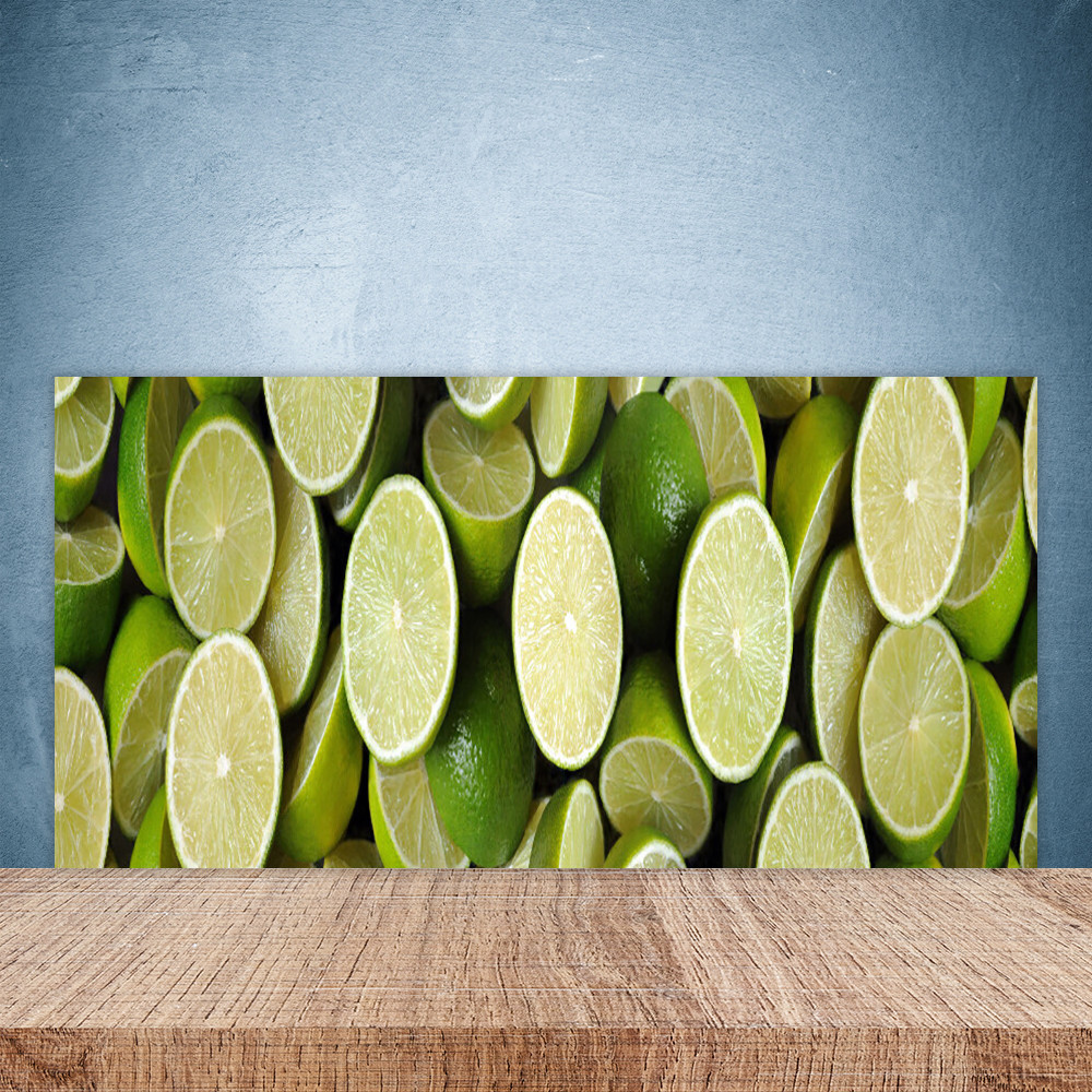 Crédence de cuisine en verre 100x50 cm motif citron vert splash