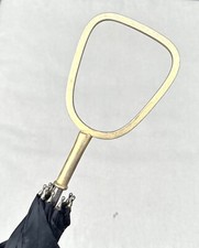 Vintage Antique Ladies Silk Nylon Tent Gold Gilt Metal Handle Parasol Umbrella