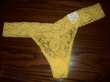 NWT CABERNET stretch LACE THONG PANTIES 16J050 BRITE YELLOW XL