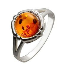 Sterling Silver and Baltic Honey Amber Ring "Clara"