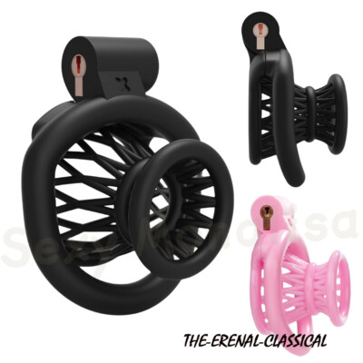2024 Resin Male Chastity Device Inverted Cage for Men Locking Belt with 4 Rings