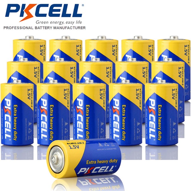 15x Size C Meters Batteries R14P UM2 E93 1.5V heavy duty battery PKCELL