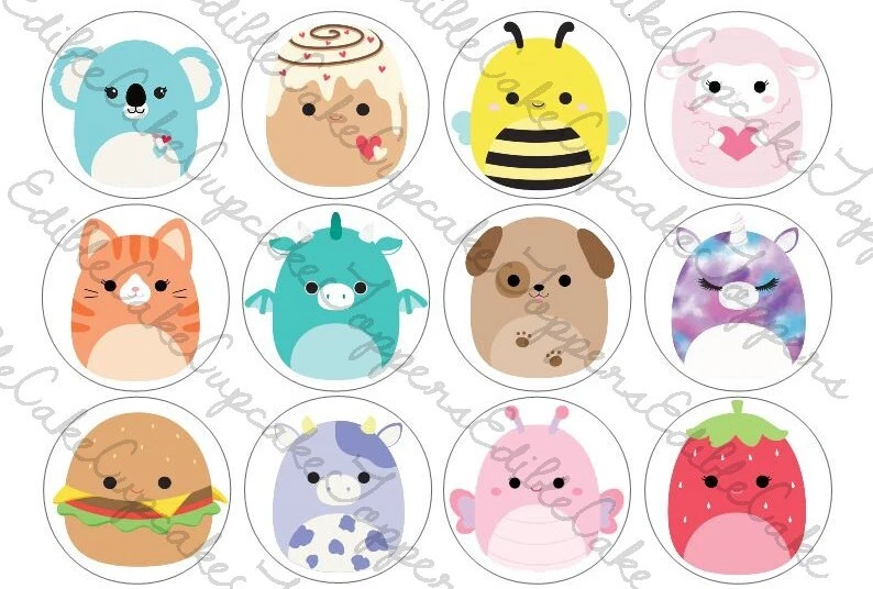 Squishmallow Cupcake Toppers Printable Cake Topper