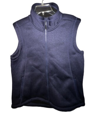 Ascend Vest Women Size XLarge Blue Sweater Fleece Quilted Full Zip