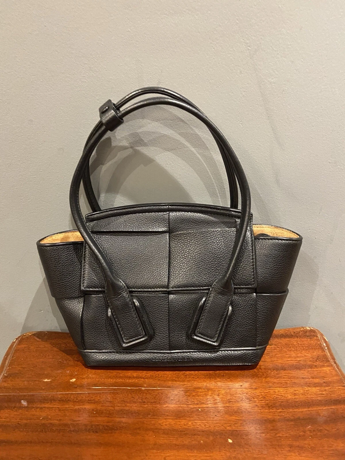 Bottega Veneta Black Mini Arco Tote Quilted