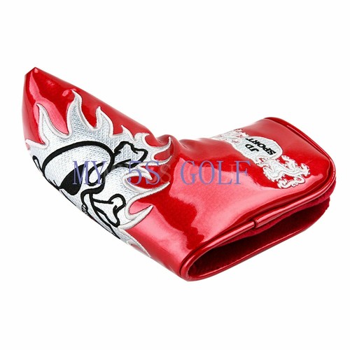 Cubierta de cabeza de putter de hoja de golf con diseño de calavera de cuero PU con cierre magnético - Imagen 2 de 13