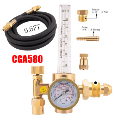 CO2 Argon Gas, Argon flow meter regulator W/ 6.6ft Gas Hose for MIG TIG Welder U