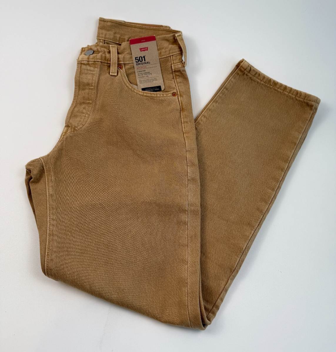 Levi's Women 501 Original Fit Unbasic Khaki High Rise Jeans 29x30