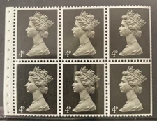 GB Early Machin Pre Decimal Pane MNH.  21/2p Stamps.  4d Stamps.