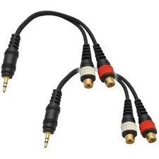 Pair Male 1/8" (3.5mm) to Female RCA Patch Cable - Adapter Cord for iPhone, iPod