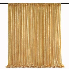 7ft x 7ft Gold Sequin Backdrop Curtain Glitter Photo Booth Backdrop for Weddi...