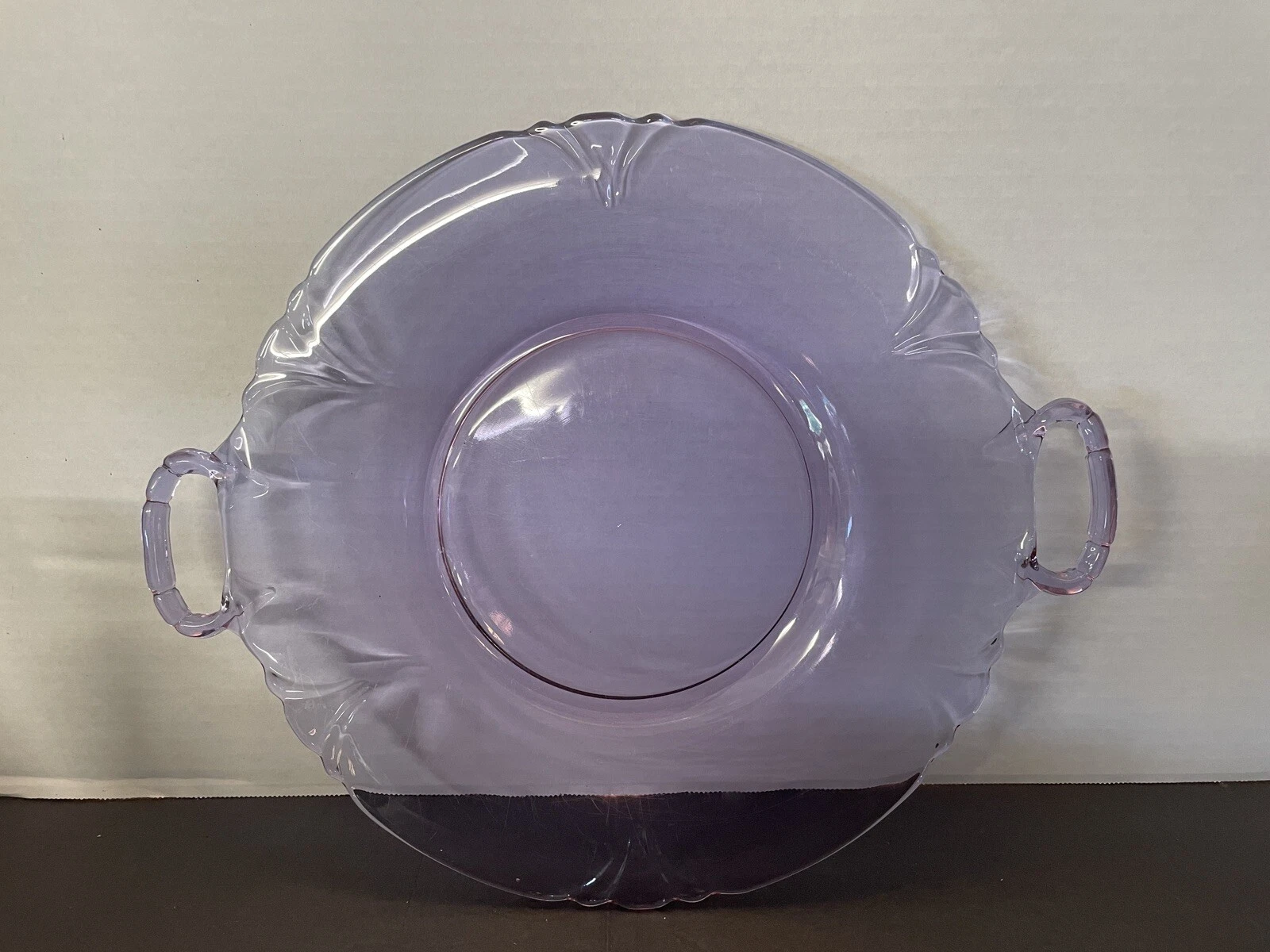 RARE Heisey Glass Alexandrite #1401 Empress Sandwich Plate 12" 2 Handled