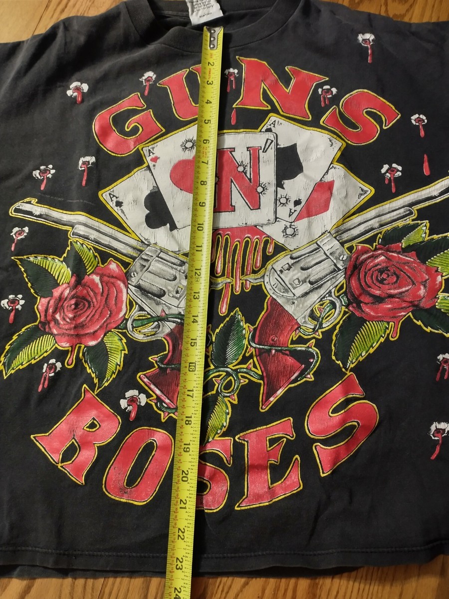 Vtg 1991 Guns N Roses Tee Tour Shirt Rock Band 90s Size XL AOP