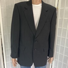 Men's Jones New York 42R Smokey Gray Pinstriped 100 Wool Business Blazer