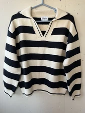 FRNCH Paris Mika Black Stripe Collar Sweater Size S EXCELLENT!