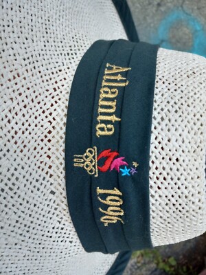 Vintage 1996 Olympic Games Collection Atlanta straw hat by Hanes, blue band Vintage 1996 Olympic Games Collection Atlanta Straw Hat by  main image 2