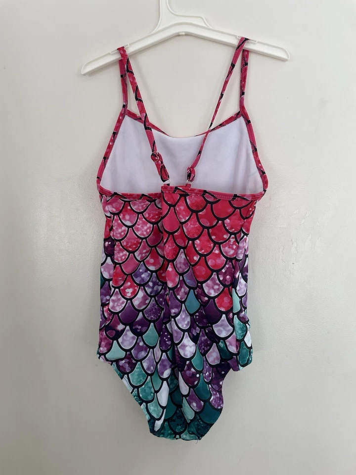 Honisen Niños Niñas Colorido Sirena Escalas Ajustable 1 Pieza Traje de Baño Multi 4XL Foto 3 de 4