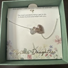 Mother Daughter Silver Plated Cubic Zirconia 16 3 Necklace