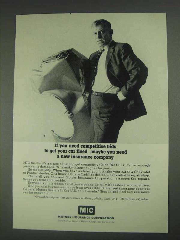 1967 MIC Motors Insurance Corporation Ad Competitive eBay