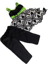 Dance costume green and black Leotard Dress And Capri Leggings