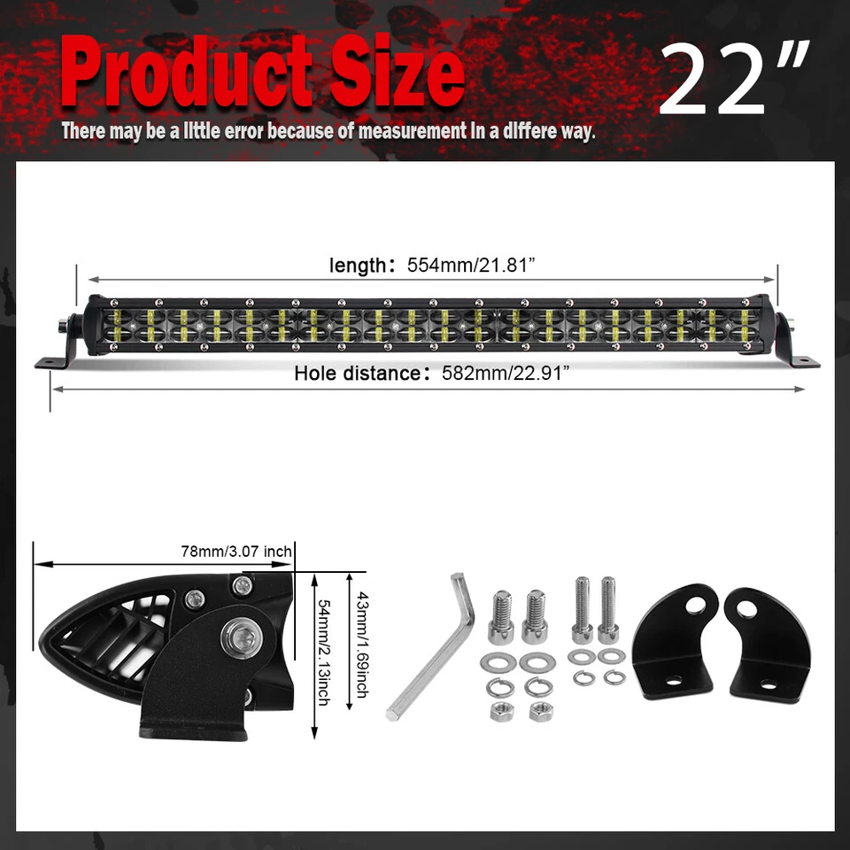 Doble Fila 22" PULGADAS 560W LED BARRA DE LUZ DE TRABAJO SPOT FLOOD 4X4WD PARA FORD SUV ATV 20" Foto 3 de 4