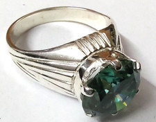 Blue Diamond Heated Treated Ring Round 5.50 Ct Men's Luster 925 Certified