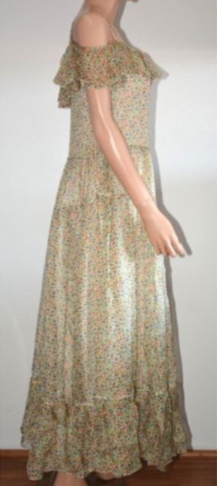 SAINT LAURENT Abito in seta floreale giallo contadino taglia 40 maxi flare estivo