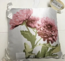 Capelli New York Square Satin Flowery Decorative Square Pillow 14"x 14" NIP