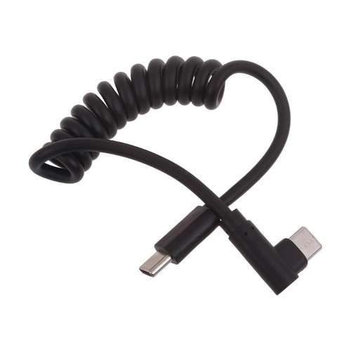 Coiled Type C to Type C Cord 90 Degree Right Angle Cord Flexible Charges Cord - Picture 10 of 10