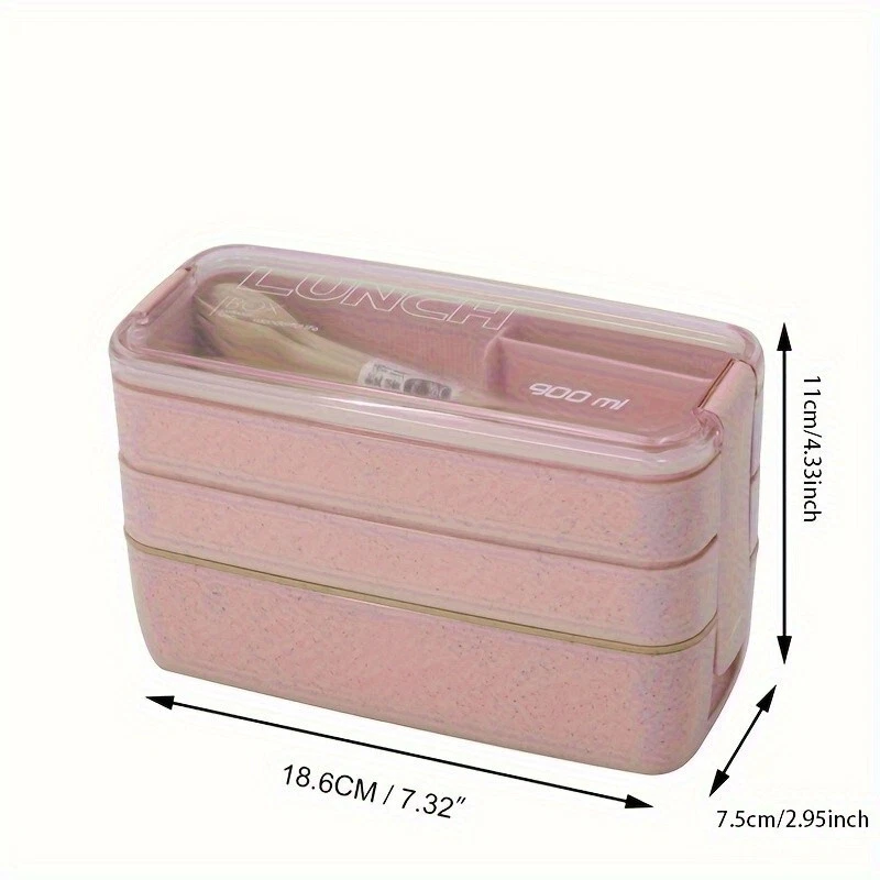 Bento Lunch Box  3layer Bento Box With Spoon & Fork For Adult & Offic Green