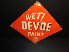 Circa 1920s Devoe Wet Paint Cardboard Sign – FREE SHIPPING