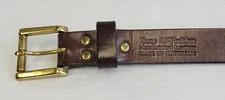 Handcrafted Leather Belt Tony McFadden Australia 46" Long Stamp 40 Brass Buckle