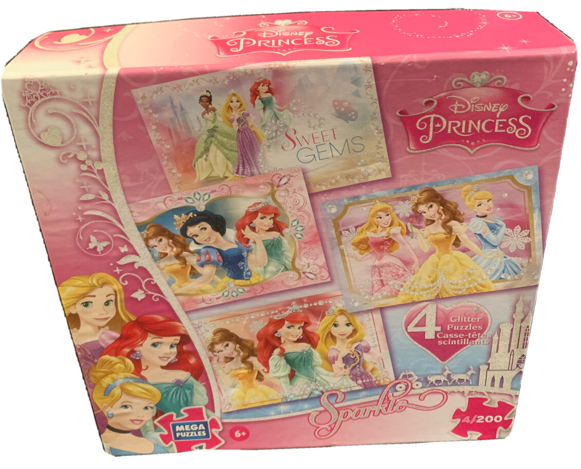 【激レア】Disney Mega Puzzles 2000XL ジグソーパズル Disney PRINCESS MEGA PUZZLES 4 Glitter Puzzles 200 Pieces Each
