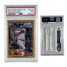 2023 Topps Chrome Update Gold MINI-DIAMOND SP RC BRAYAN ROCCHIO /50 PSA 9
