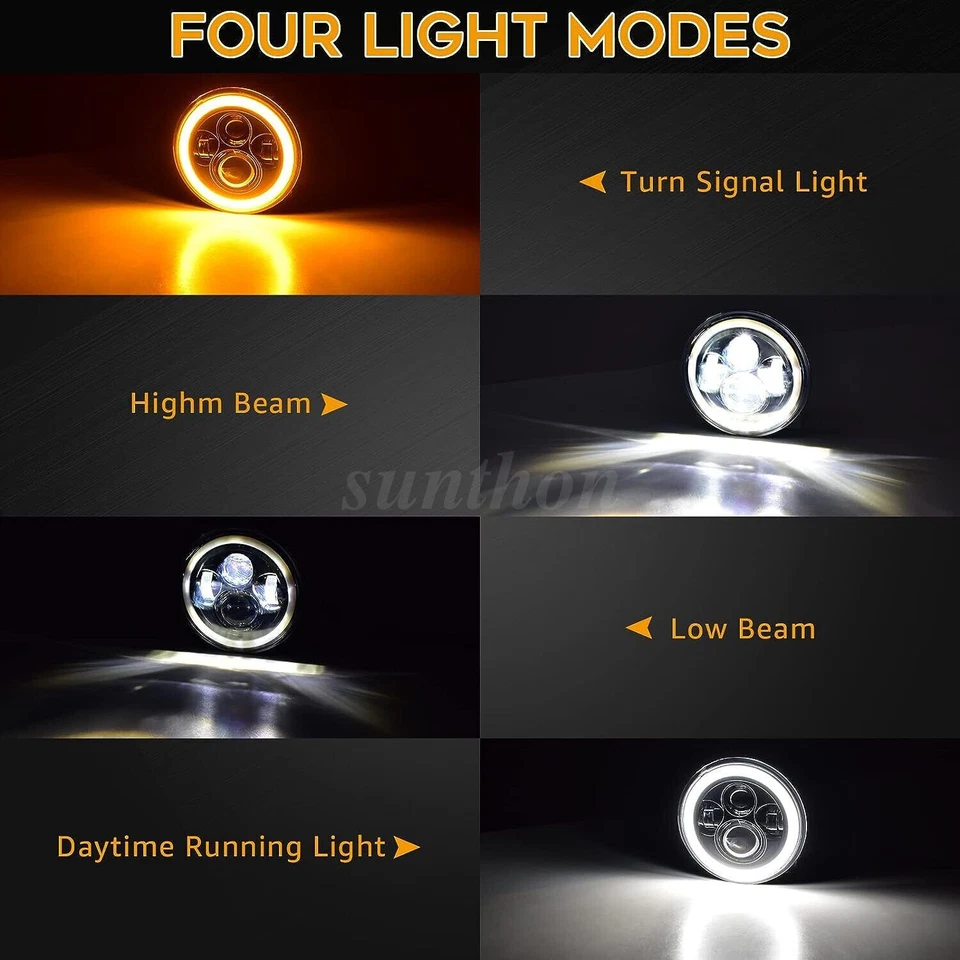 Пара 7-дюймовых светодиодных фар дневного света Halo для Toyota Land Cruiser FJ40 FJ50 FJ55 FJ60 FJ62 - Изображение 2 из 4