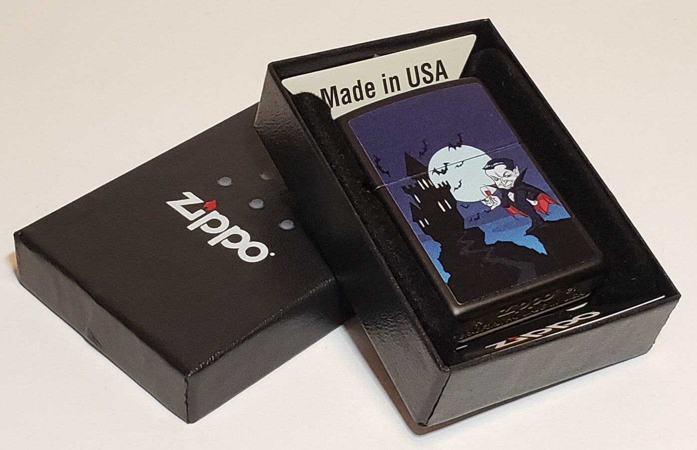- Dracula & Castle Vampire Cartoon On Matte Black Metal **new**