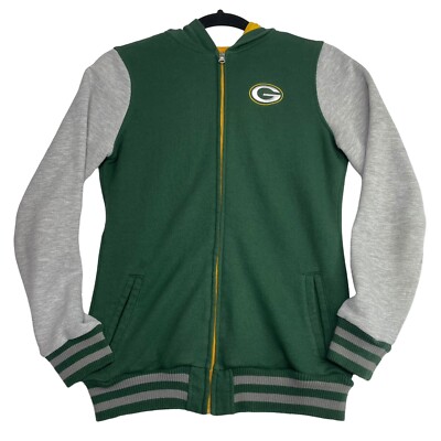 Green Bay Packers Track Jacket Full Zip Up Hooded Sweatshirt