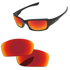 Lenslog Fire Red Mirror Polarized Replacement Lenses For-Oakley Fives Squared